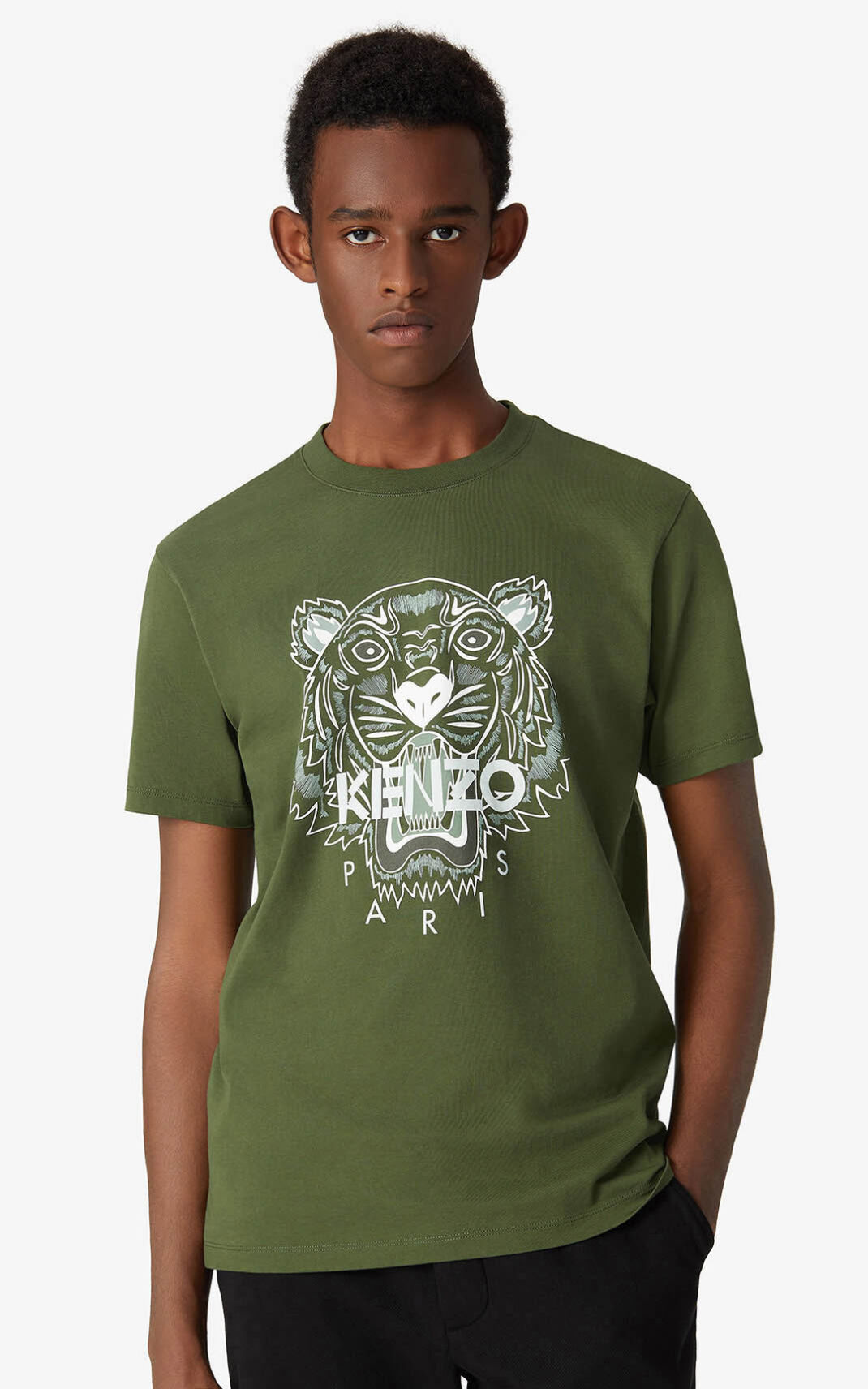 Camiseta Kenzo Tiger Masculino - Caqui Escuro | 604LVYQKE